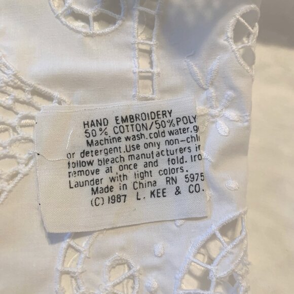 VTG NEW KEECO Sheets Hand-Embroidered White 3 Piece Set Sz Full Cottagecore 87' - Picture 12 of 13